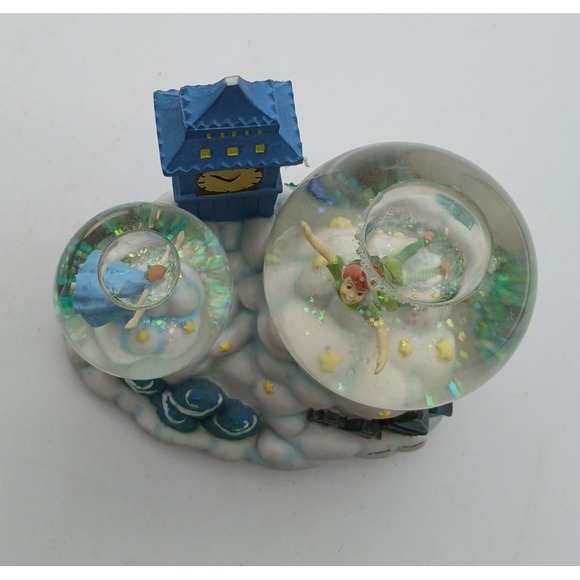 Disney Peter Pan Wendy Music Double Snow Globe It Came Upon Midnight Clear AS IS - Picture 2 of 9